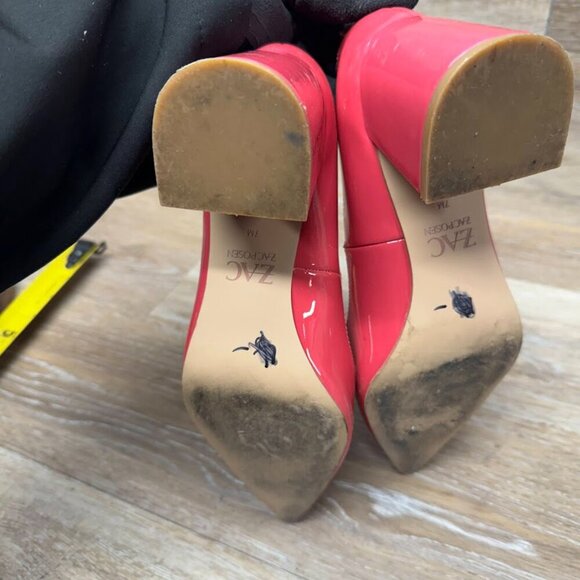 Zac Posen Arlene Pink Patent Leather Chunky Heel Pumps Women's Size 7 - Picture 4 of 8
